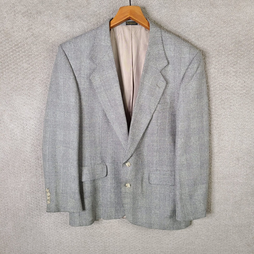 Sutter & Grant Jacket Mens 42R Gray Plaid Blazer Tweed 2‎ Button Sport Coat